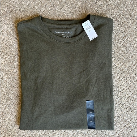 NEW Banana Republic Premium Wash T-Shirt Olive Green Men's Large Tall - Picture 4 of 8